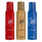 Revlon Charlie Women Perfumed Body Spray, Red + Blue + Gold, 150ml x 3