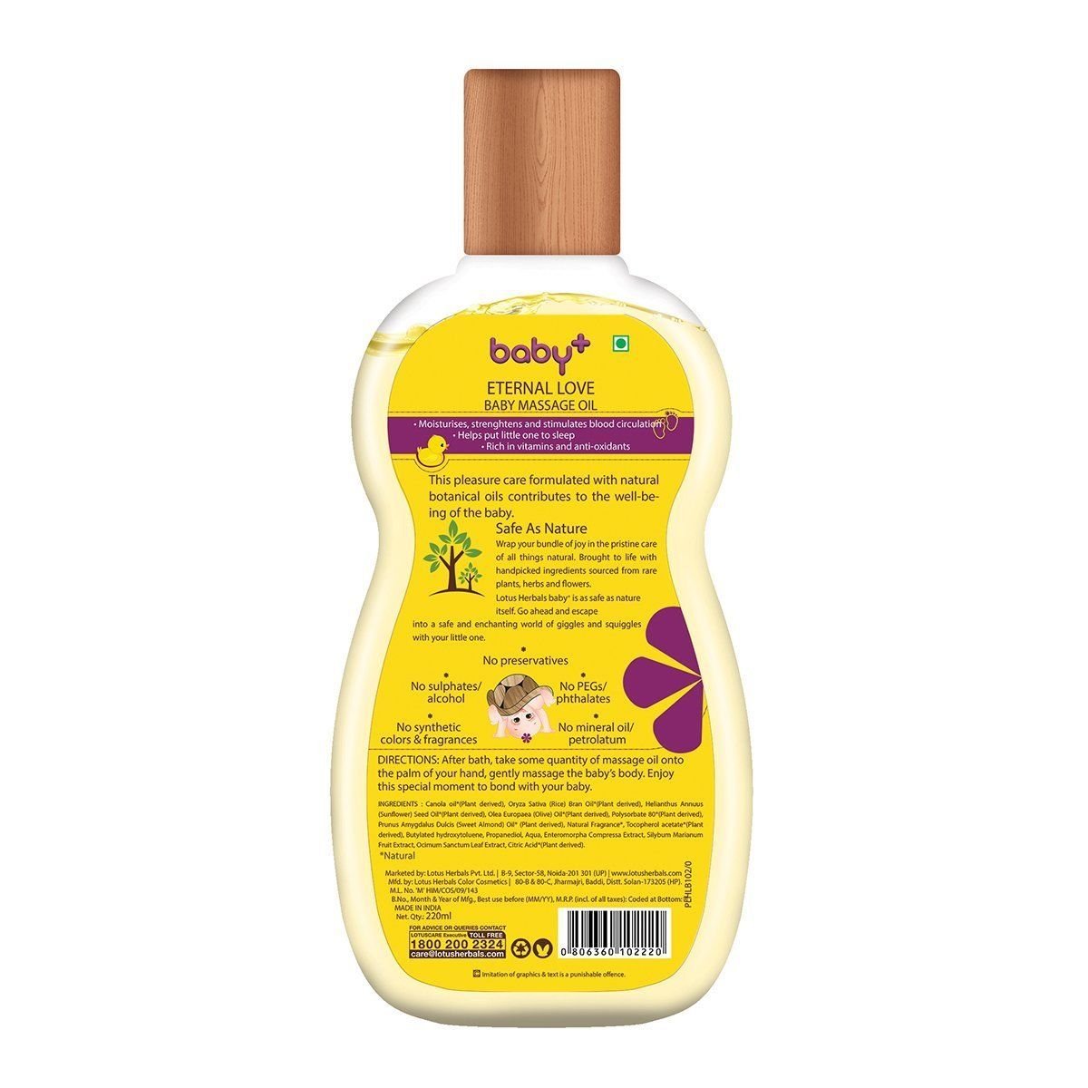 Lotus Herbals Baby+ Eternal Love Baby Massage Oil 220ml