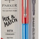 Parker Beta Standard Chrome Trim Ball Pen with New Systemark Refill
