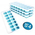 Silicone Reusable Ice Cube Trays with Removable Lid - Set of 4