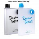 HOKIPO Frosted Flat Memo Notebook Water Bottle, 380ml, 2 Pieces (Black & Blue)