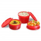 Cello Max Fresh Club Polypropylene Food Container Set, 3-Pieces, Red