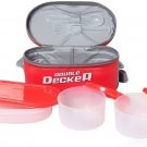 Milton Double Decker 3 Container Lunch Box, Red