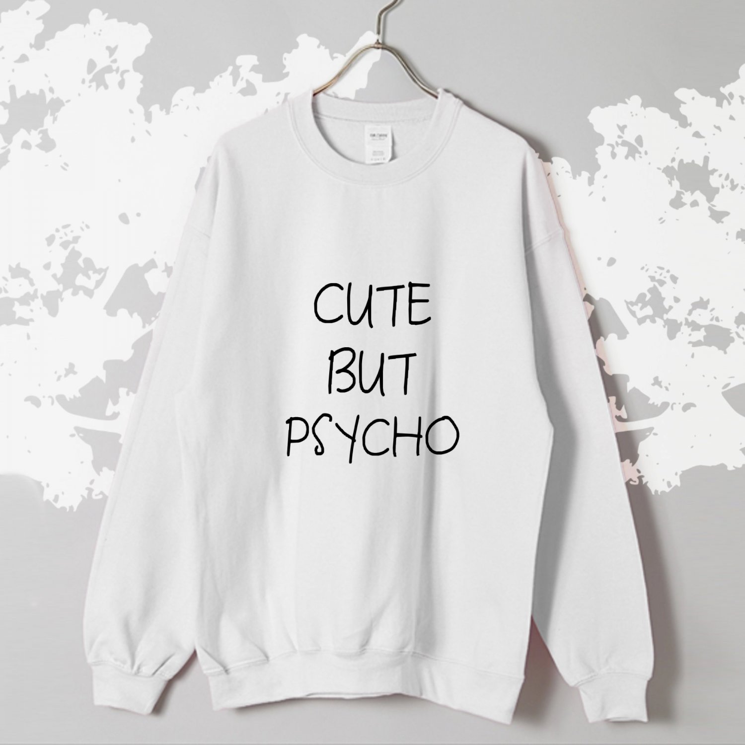Cute but psycho sweatshirt goth harajuku pastel japan BLACK and WHITE
