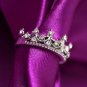 Tiara Crown Rhinestone Silver Rose Ring Gold size 6.5 7 8 Engagement Wedding