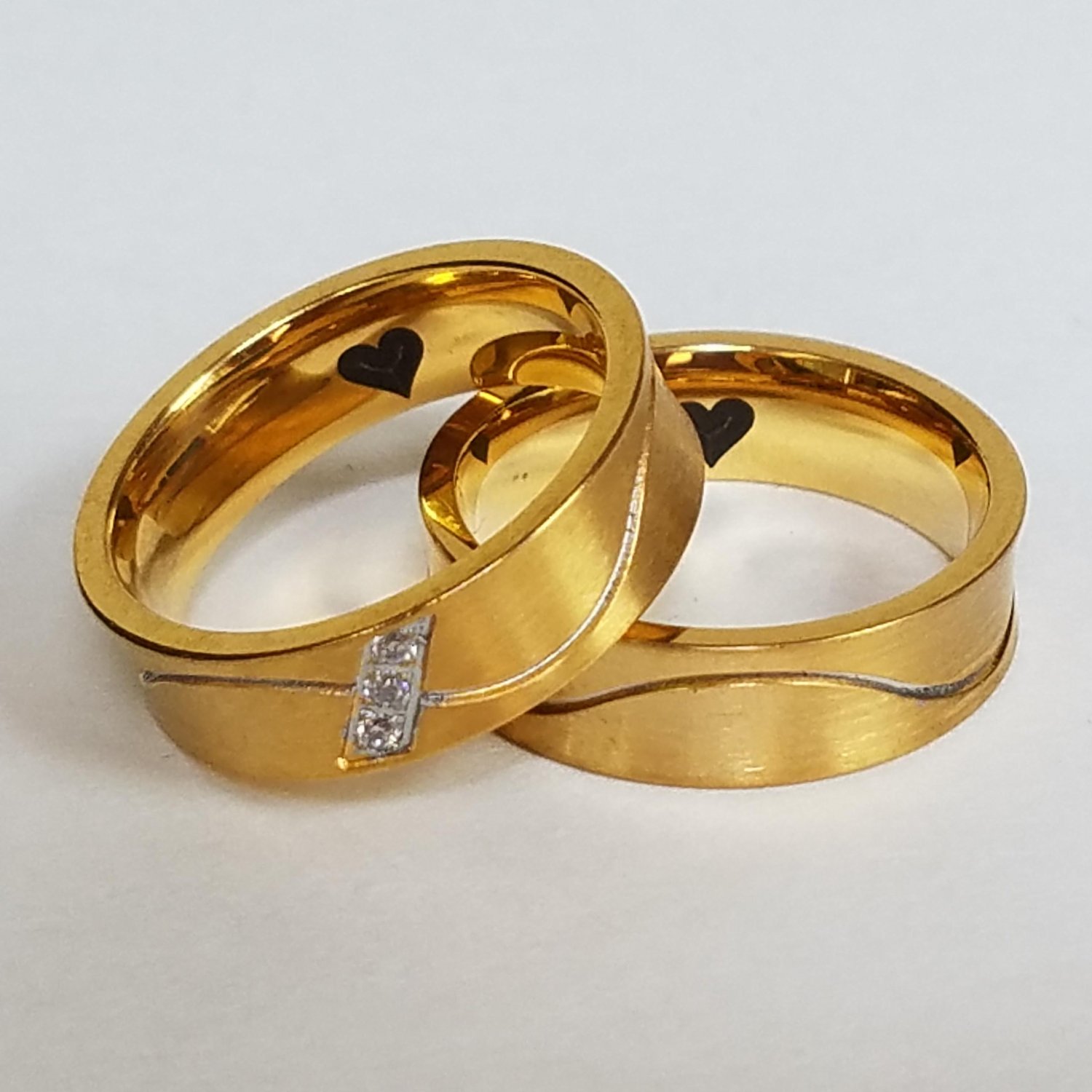2 pcs Personalized Titanium Steel Couples Rings, Engagement Rings, Wedding bands, His and Her Rings