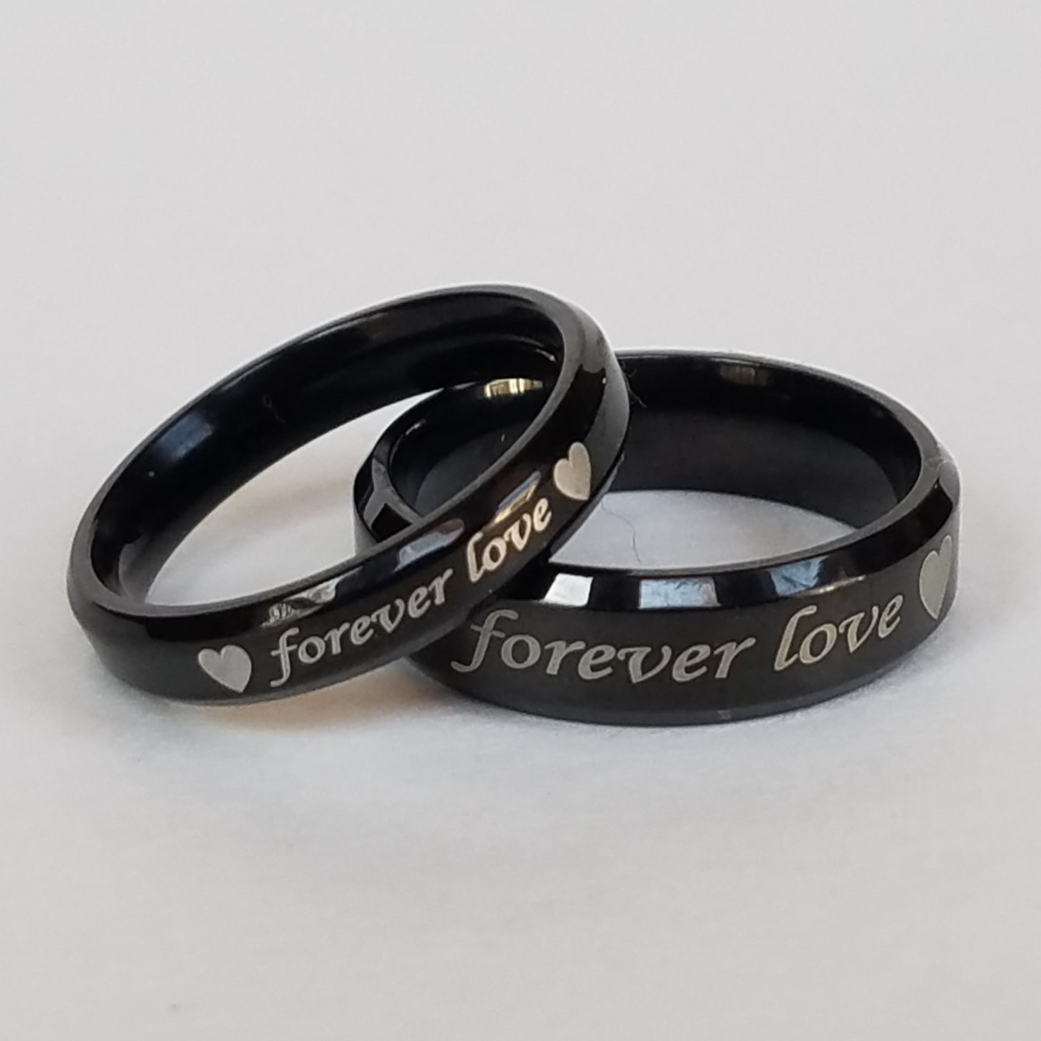 2 pcs Personalized Titanium Steel Couples Rings, Engagement Rings, Wedding bands, His and Her Rings