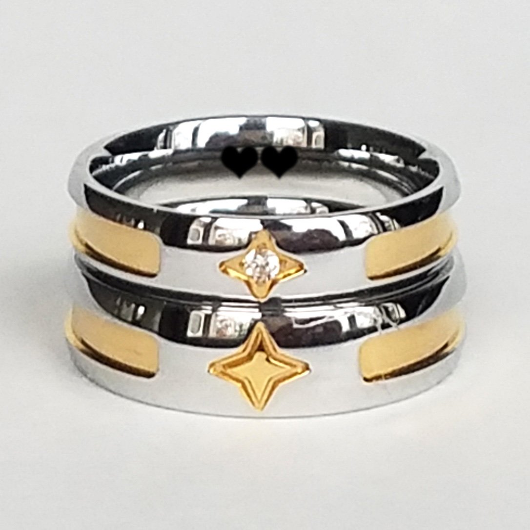 2 pcs Personalized Titanium Steel Couples Rings, Engagement Rings, Wedding bands, His and Her Rings