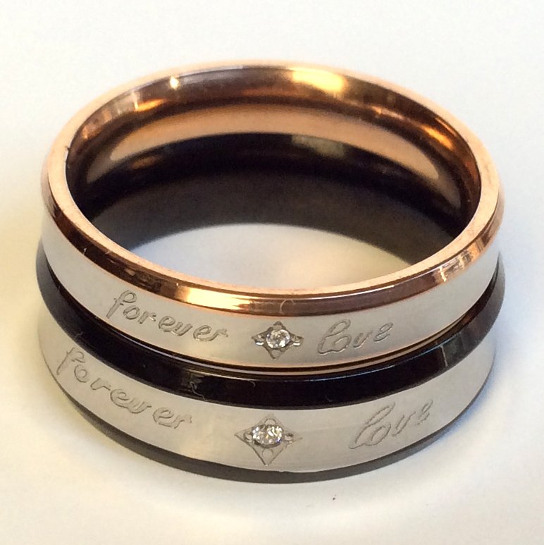 2 pcs Personalized Titanium Steel Couples Rings, Engagement Rings, Wedding bands, His and Her Rings