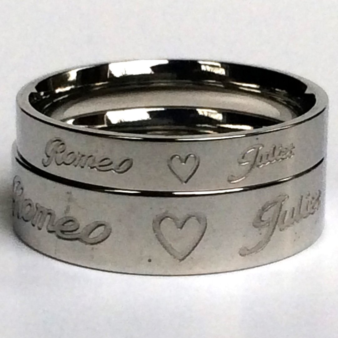 2 pcs Personalized Titanium Steel Couples Rings, Engagement Rings, Wedding bands, His and Her Rings