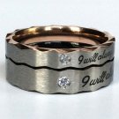 2 pcs Personalized Titanium Steel Couples Rings, Engagement Rings, Wedding bands, His and Her Rings