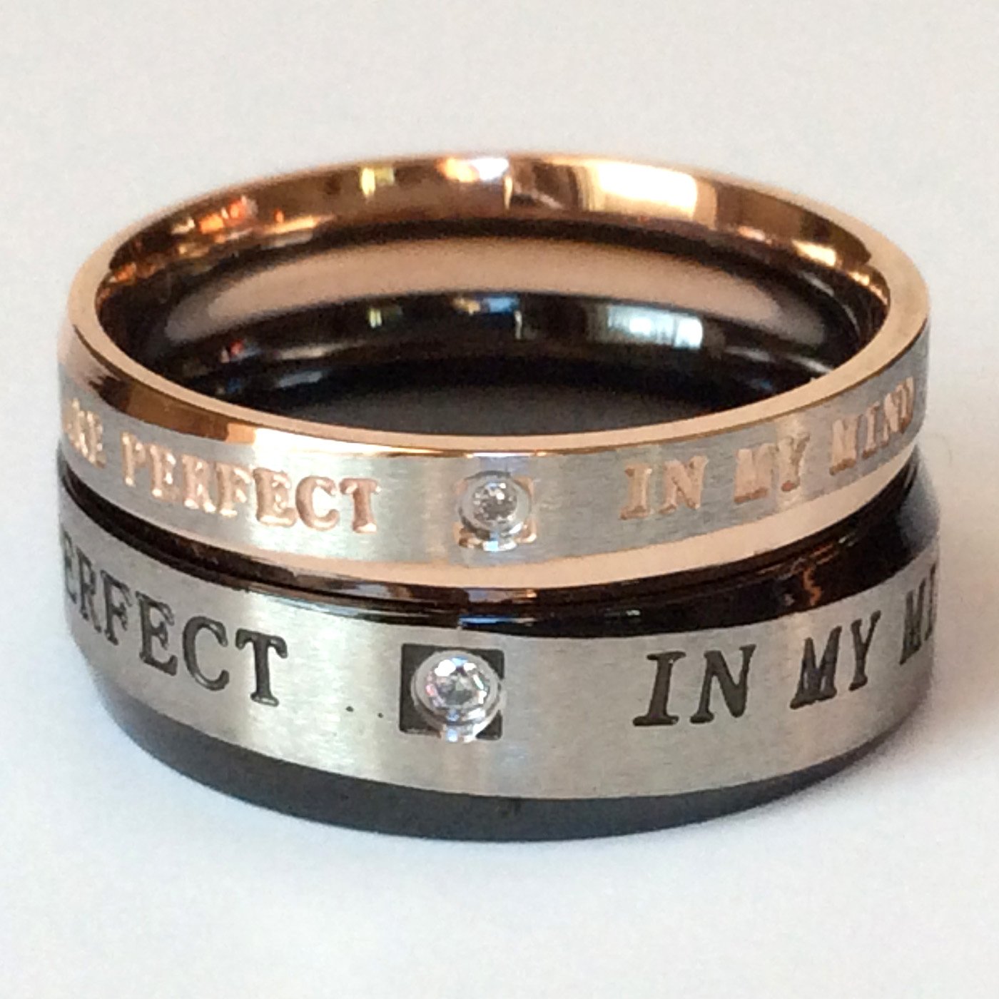 2 pcs Personalized Titanium Steel Couples Rings, Engagement Rings, Wedding bands, His and Her Rings