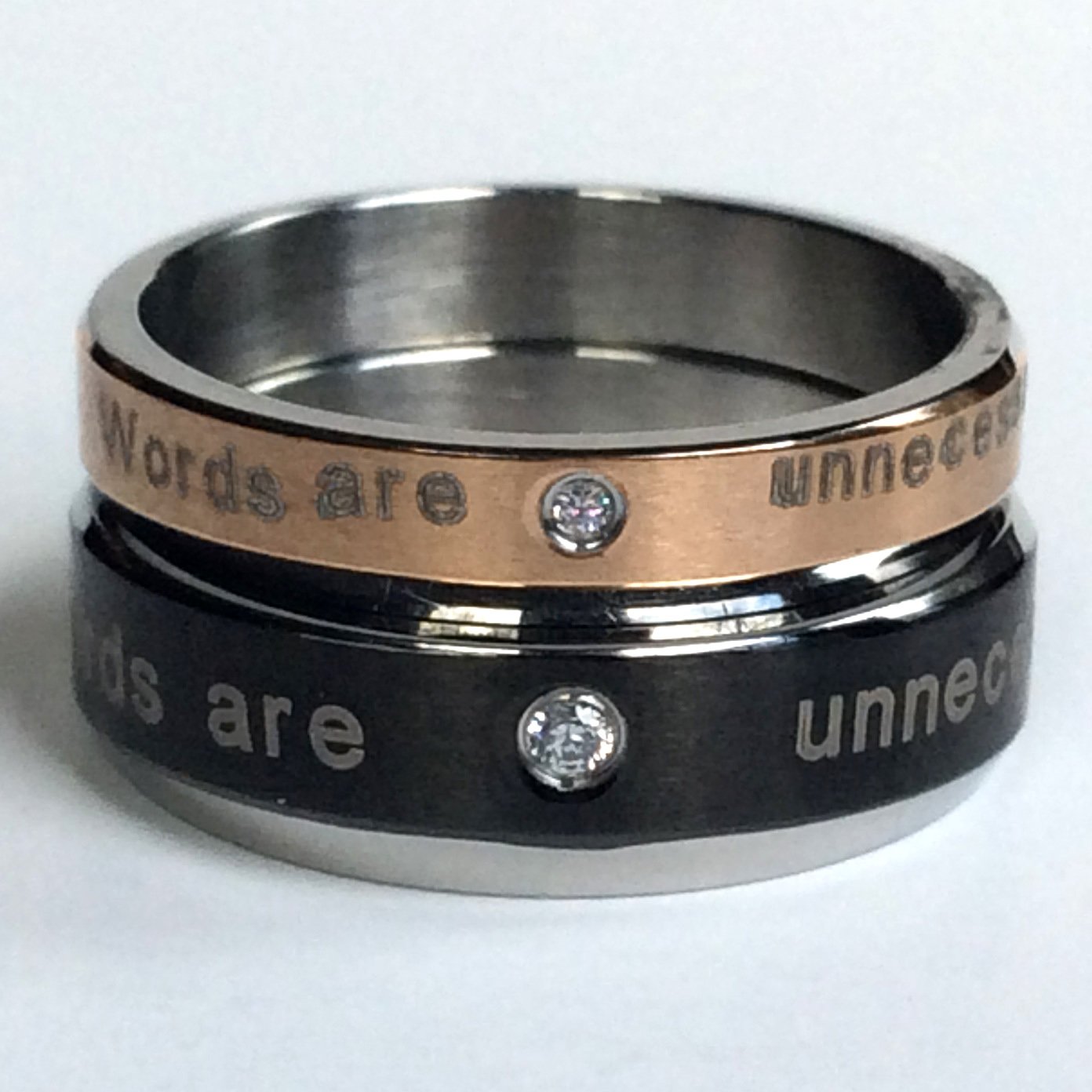 2 pcs Personalized Titanium Steel Couples Rings, Engagement Rings, Wedding bands, His and Her Rings