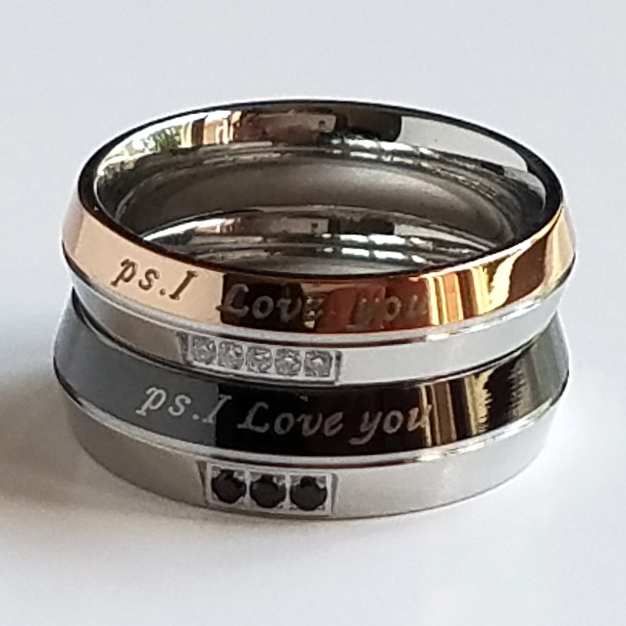 2 pcs Personalized Titanium Steel Couples Rings, Engagement Rings, Wedding bands, His and Her Rings