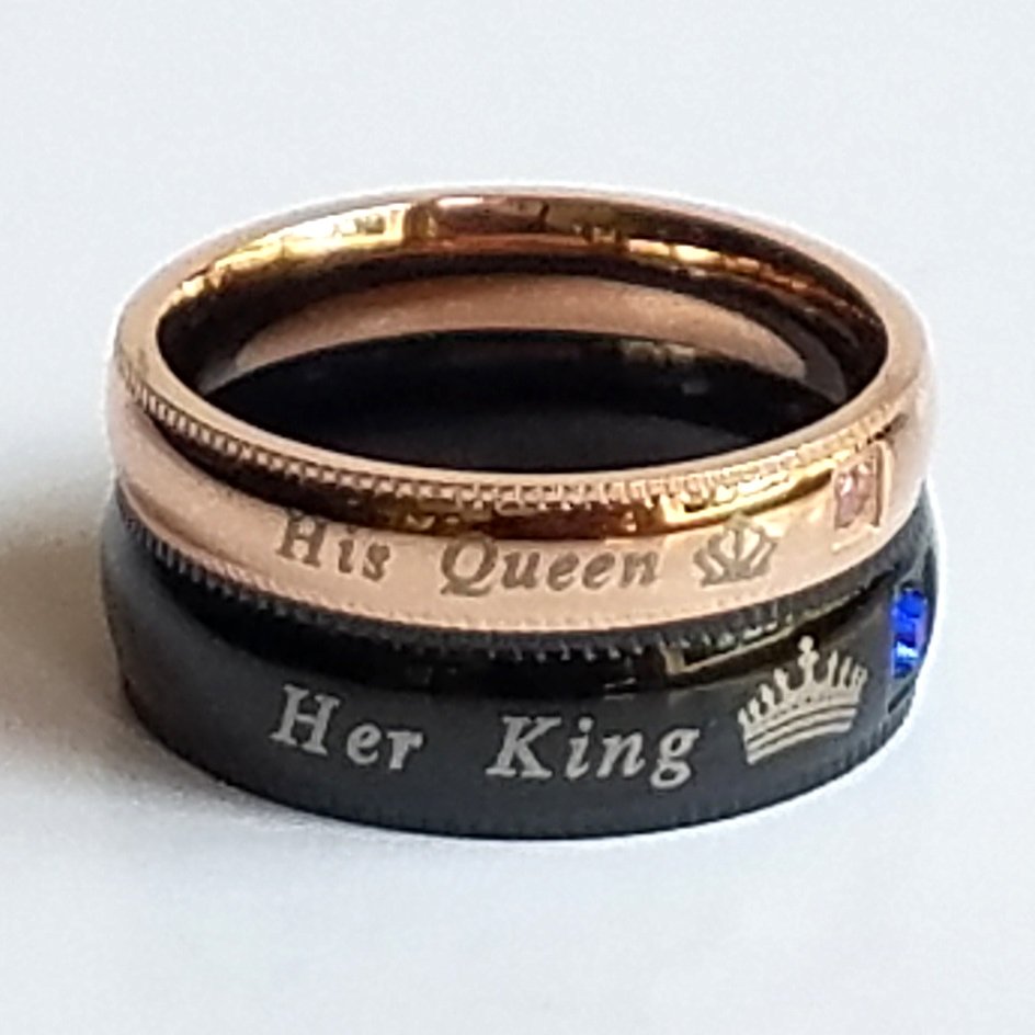 2 pcs Personalized Titanium Steel Couples Rings, Engagement Rings, Wedding bands, His and Her Rings
