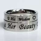 2 pcs Personalized Titanium Steel Couples Rings, Engagement Rings, Wedding bands, His and Her Rings