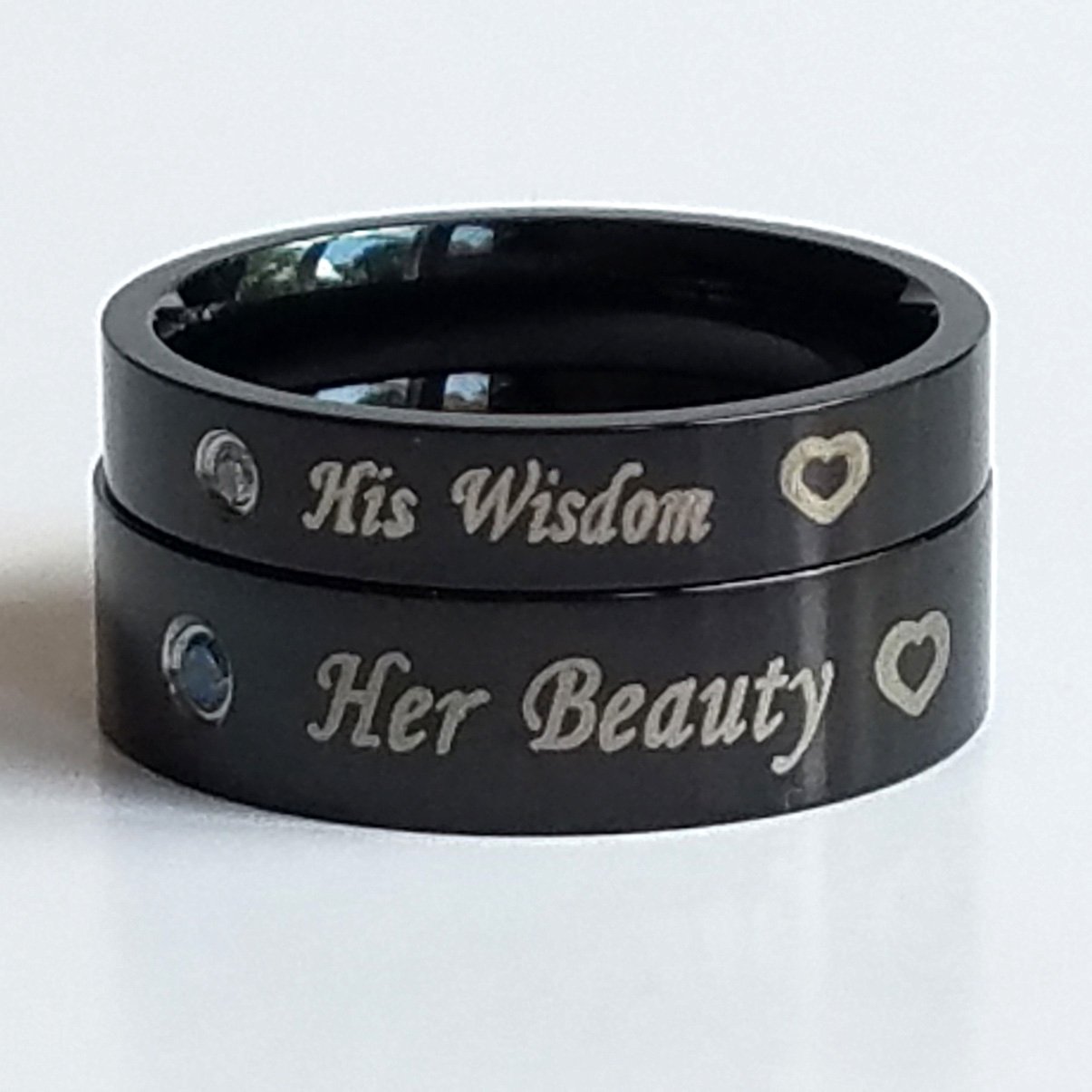 2 pcs Personalized Titanium Steel Couples Rings, Engagement Rings, Wedding bands, His and Her Rings