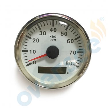3.5 Inches 85MM Tachometer with LCD Hourmeter White 8000 RPM with light inside