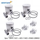 3PCS 6H4-11631 Piston & Rings & Pin Kit STD For Yamaha Outboard 2T 40 50HP 3 Cyl 3PCS 6H4-11631 Piston & Rings & Pin Kit STD For Yamaha Outboard 2T 40 50HP 3 Cyl