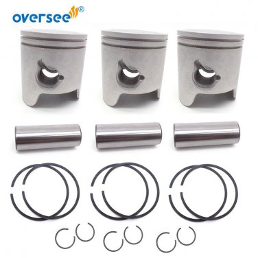 3Pcs 6K5-11631 Piston & Ring 6K5-11601 STD For Yamaha Outboard 2T 60HP 3CYL T60