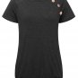 Womenâs Black Round Neck Solid Color Tee Cotton T-Shirt Casual Style