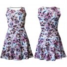 Size S/M Women's Adorable Kitty Cat Bow Glasses Print Skater Dress