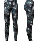 Size M/L Women's Black Magic Skull Roses Cross Print Running Fitness Yoga Leggings Pants