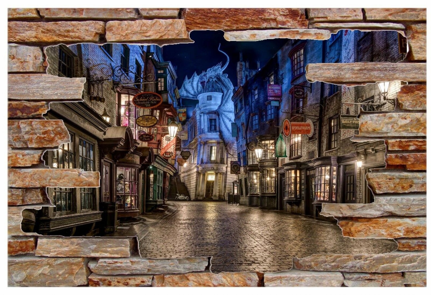 Harry Potter Diagon Alley Rock Wall Decal Graphic Wall Sticker Art Mural.