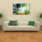 3D Effect Window WALL STICKERS Palm Beach Sticker Art Vinyl Decal Decor Mural 01