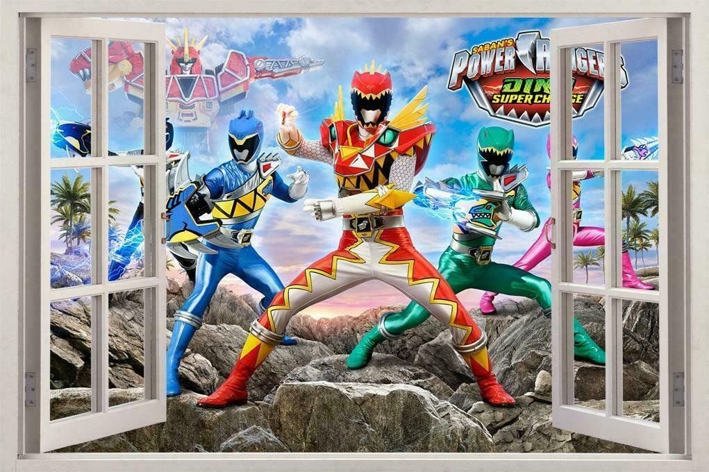 POWER RANGERS Super Dino Charge 3D Window View Decal WALL STICKER Art ...