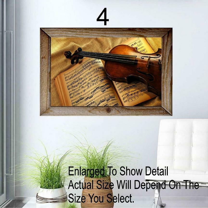 Violin Music Notes Paper Instrument Window View Decal WALL STICKER Art ...