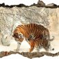 WALL STICKERS Hole in the wall TIGERS Winter Snow tiger Sticker Decor Mural 43