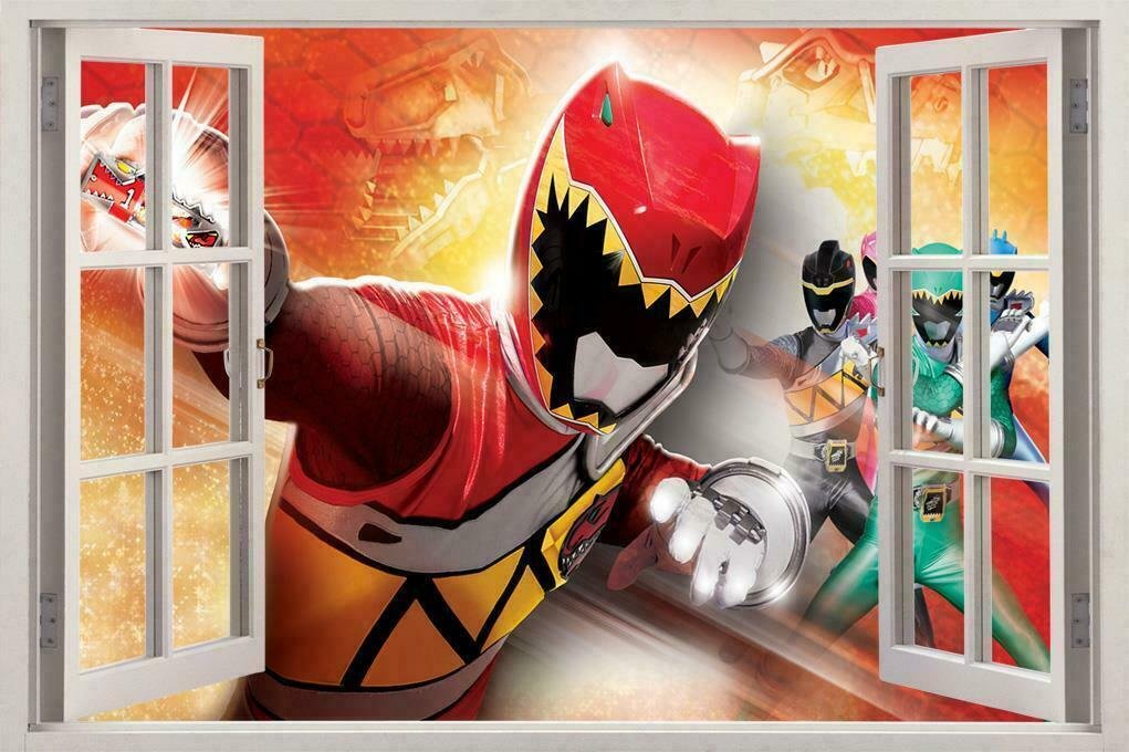 POWER RANGERS Super Dino Charge 3D Window View Decal WALL STICKER Art ...