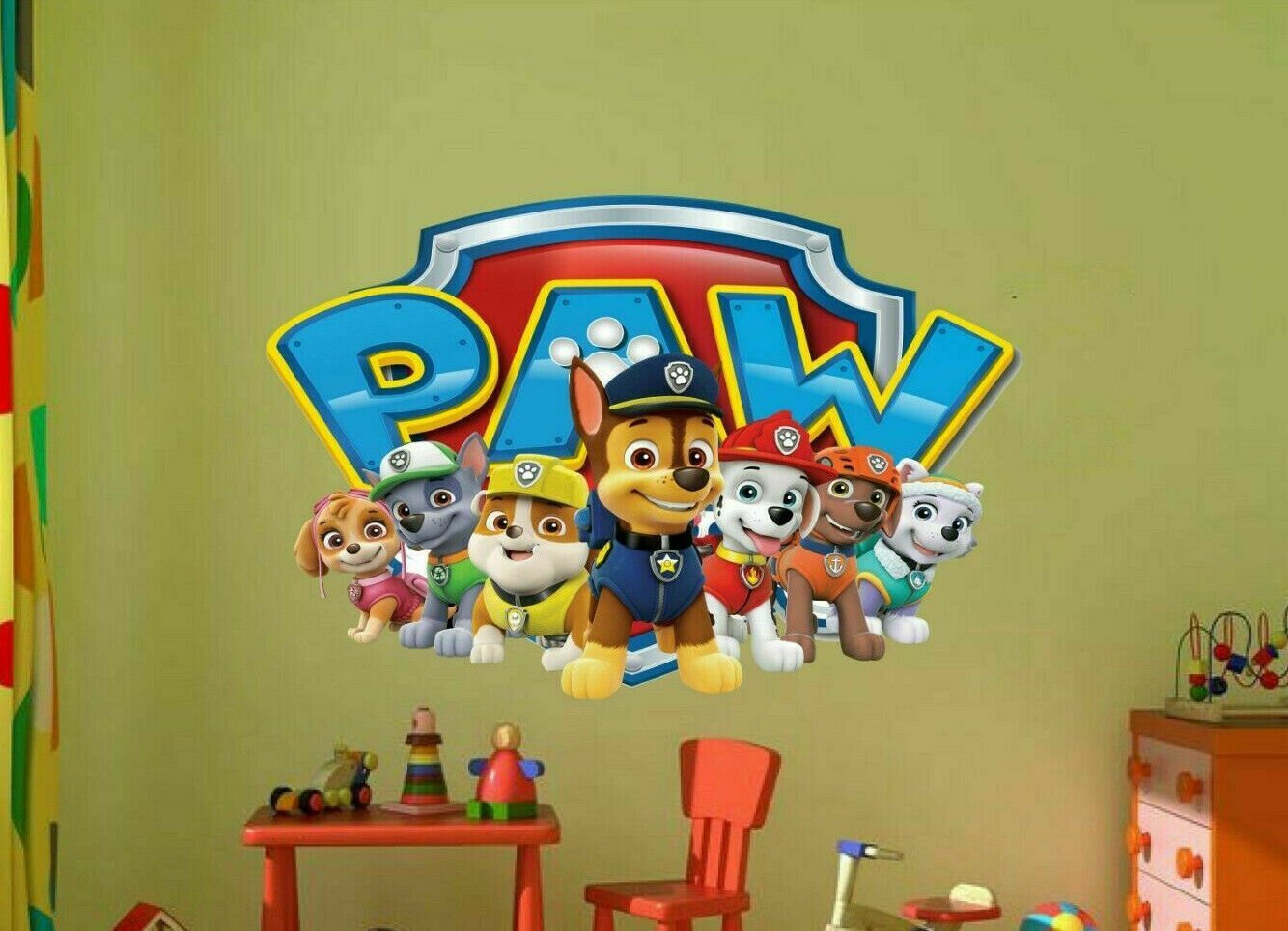 Vinyl WALL STICKER For PAW PATROL Shield decor ART KIDS DECAL Window 7167
