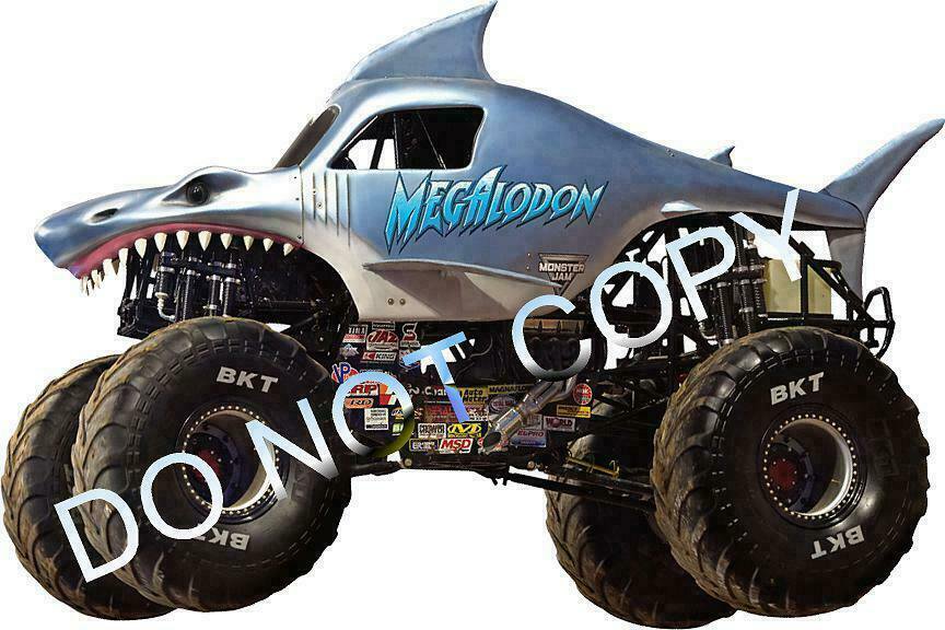 Megalodon Style Monster Truck Kids Cool Wall Window View Decal Art 