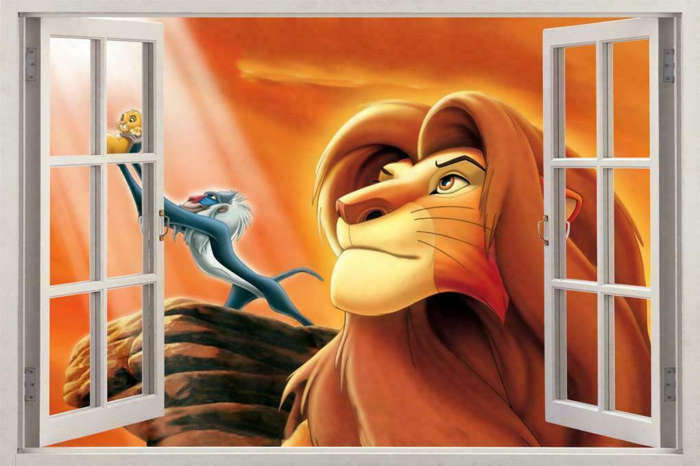 LION KING Simba 3D Window View Decal Graphic WALL STICKER Art Mural ...