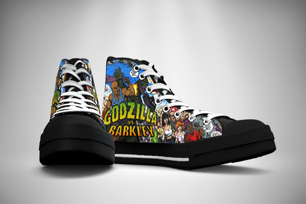 Godzilla Vs Charles Barkley High Top Men's Shoes