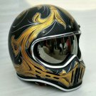 Hand-painted Gold Leaf Tattoo Custom Motorcycle Retro Helmets