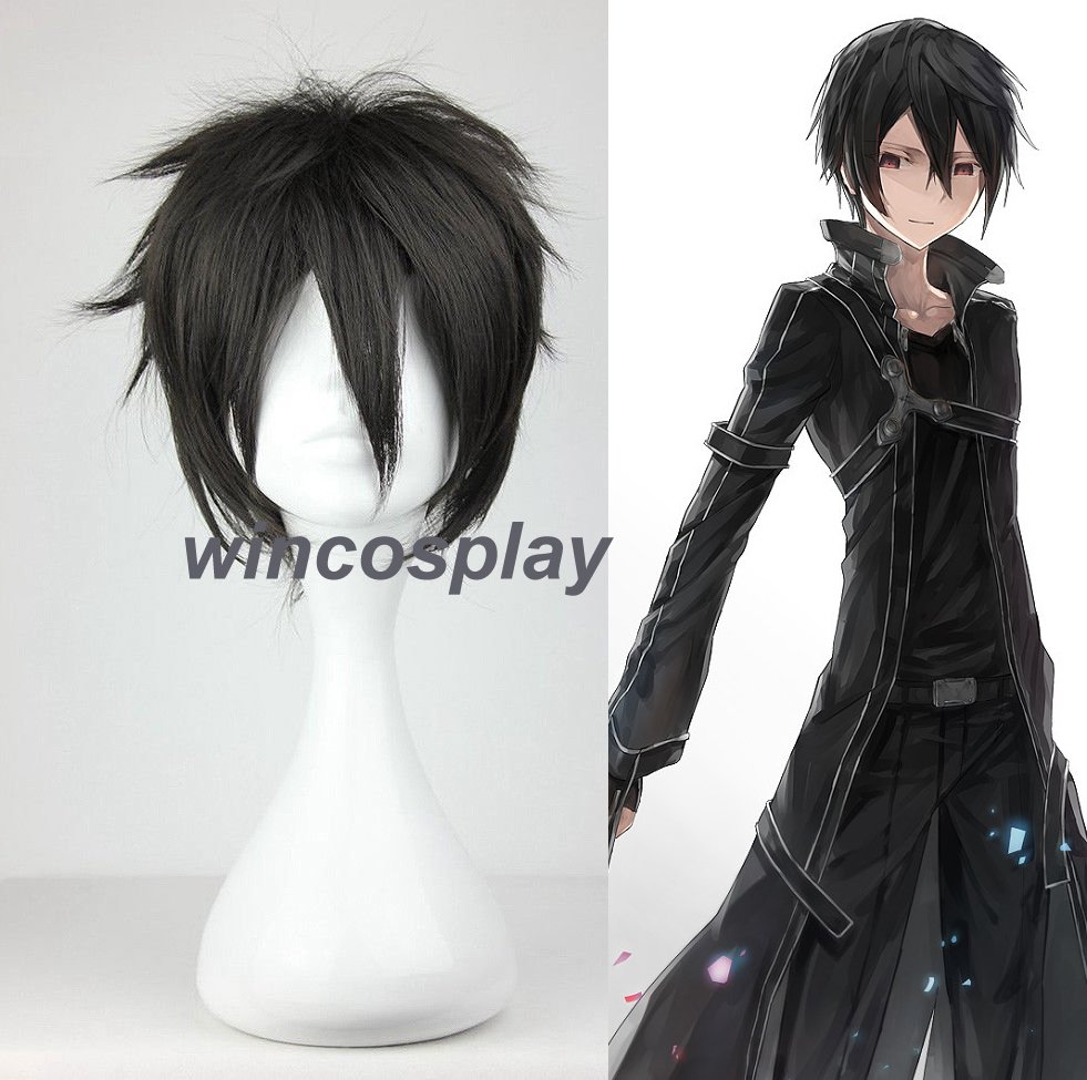 Kirito Cosplay Wig Sword Art Online Kirito Cosplay wig halloween men black wig