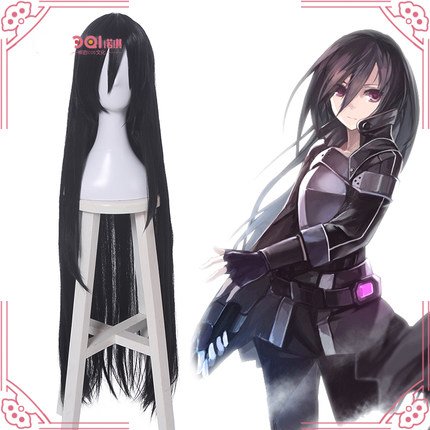Sword Art Online II Kirigaya Kazuto Kirito black long cosplay wig Anime 100cm black wig