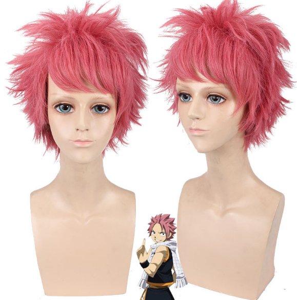 Fairy Tail Natsu Dragneel Pink Spiky Cosplay Party Wig natsu cosplay wig