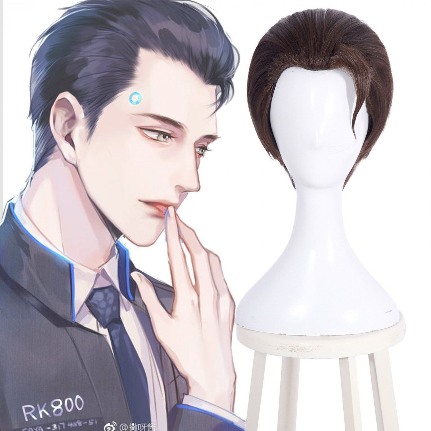 Detroit: Become Connor RK800 Cosplay Wig Short Brown Straight Styled Men's Hair