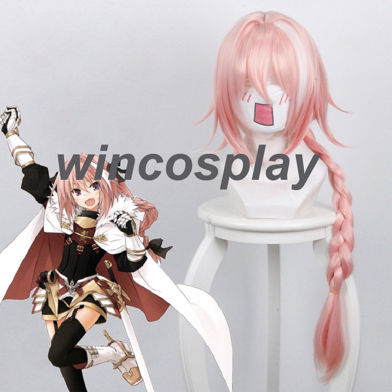 Fate Apocrypha FGO Astolfo Bradied Styled Long Pink Cosplay Wig