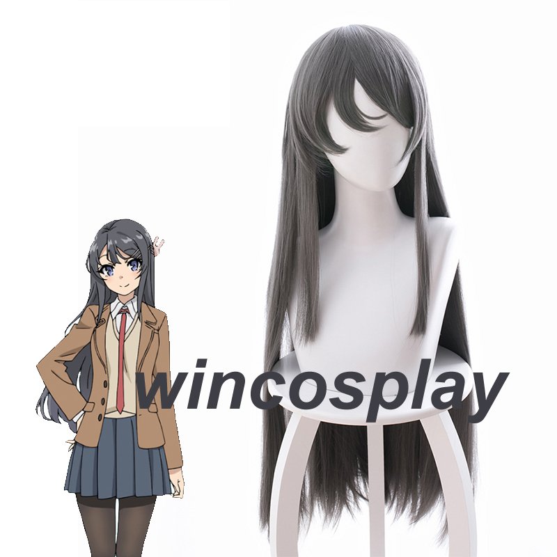 Seishun Buta Yarou Bunny Girl Sakurajima Mai Cosplay Black Long Straight Wigs