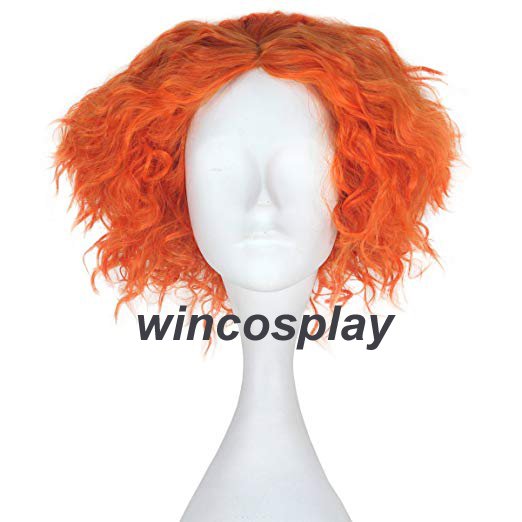 Alice in Wonderland 2 Mad Hatter Tarrant Hightopp Orange Wig Short Curly Hair