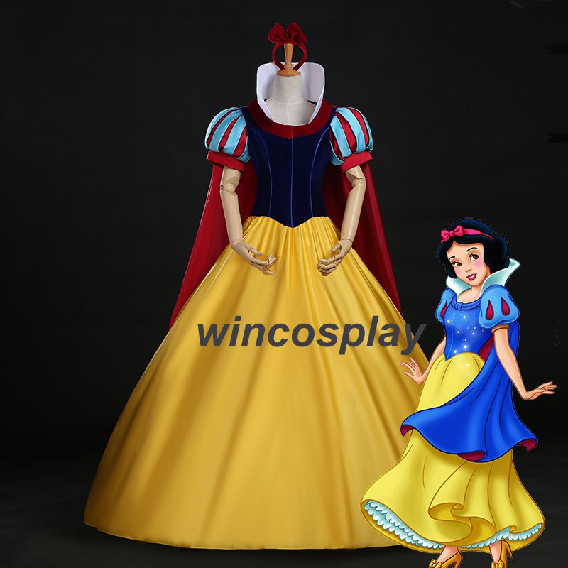 Fairytale Princess Snow White Dress Adult w Petticoat Halloween Cosplay Costume