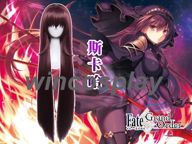 Anime Fate/Grand Order Scathach Purple Cosplay Wig Long Straight Synthetic Hair Cosplay Wig