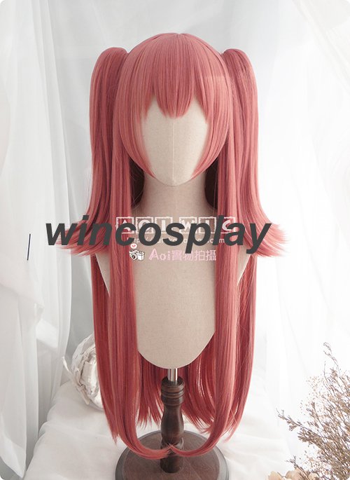 kakegurui Yumemi Yumemite Long Staight Deep Pink Cosplay Wig Clip on Ponytails