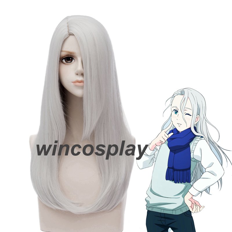 YURI!!! on ICE Young Victor Nikiforov Long Silver Grey Wig Anime Cosplay Wig