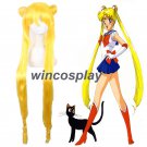 Sailor Moon Tsukino Usagi New Long Gold Yellow Cosplay Party Wigs sailor cosplay wig
